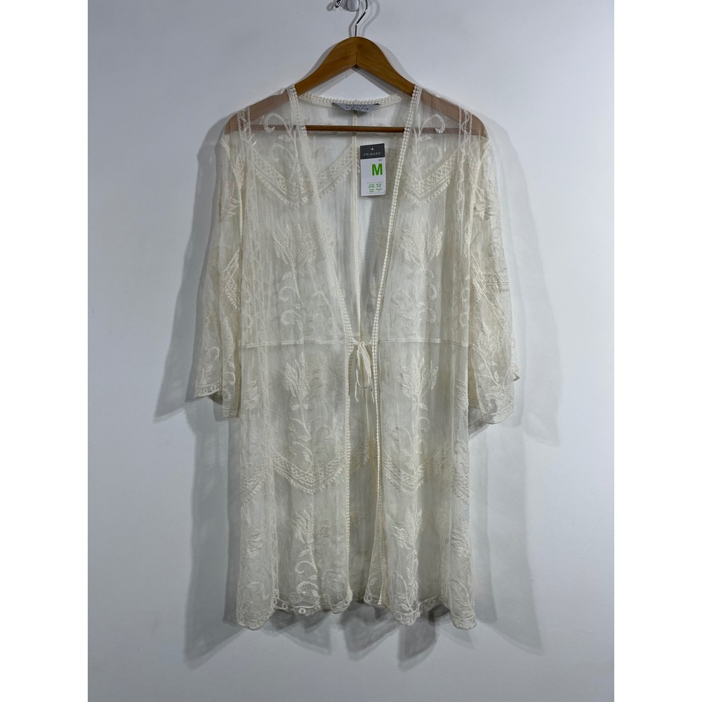Primark Hippie Festival Boho Chic Sheer Lace Kimono Cardigan Embroidered Medium
